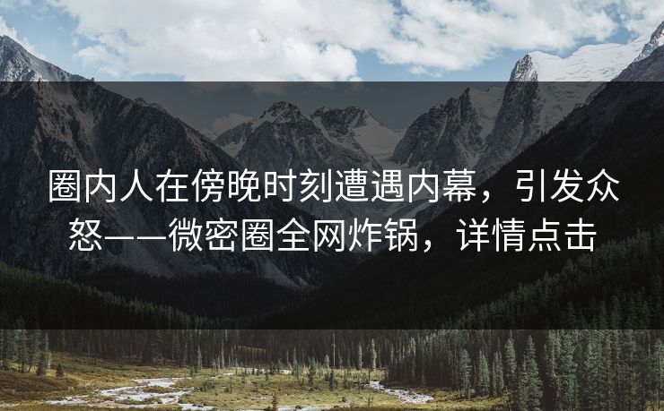 圈内人在傍晚时刻遭遇内幕，引发众怒——微密圈全网炸锅，详情点击