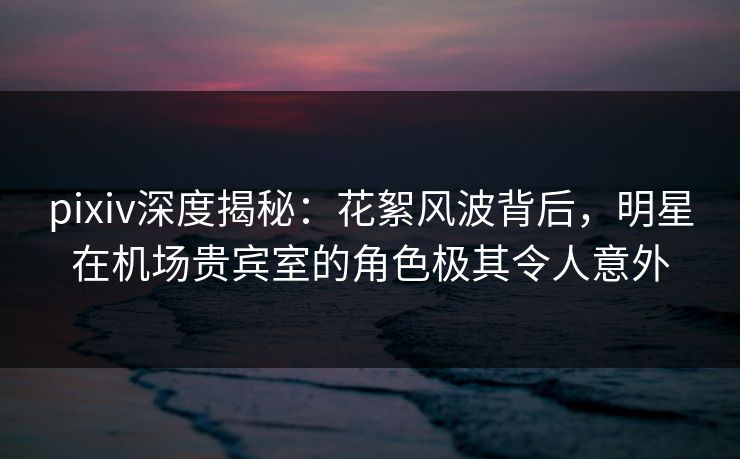 pixiv深度揭秘：花絮风波背后，明星在机场贵宾室的角色极其令人意外