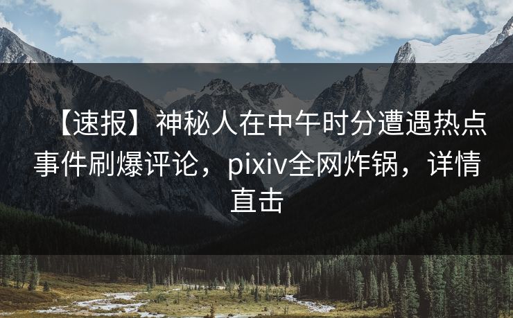 【速报】神秘人在中午时分遭遇热点事件刷爆评论，pixiv全网炸锅，详情直击