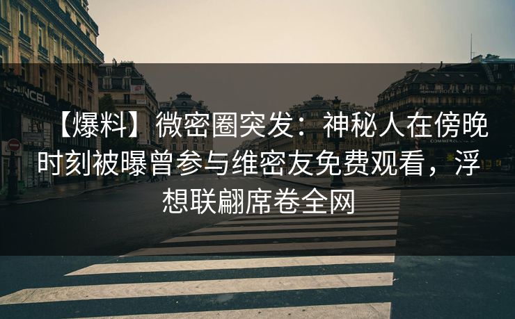 【爆料】微密圈突发：神秘人在傍晚时刻被曝曾参与维密友免费观看，浮想联翩席卷全网