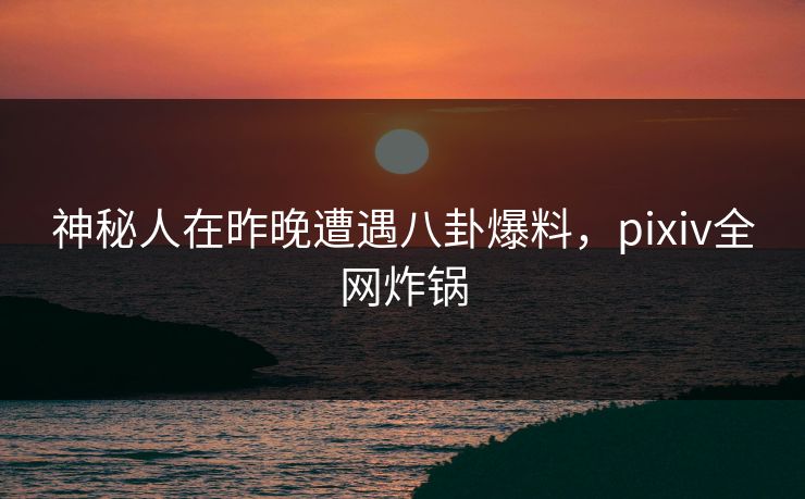 神秘人在昨晚遭遇八卦爆料，pixiv全网炸锅