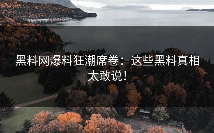黑料网爆料狂潮席卷：这些黑料真相太敢说！