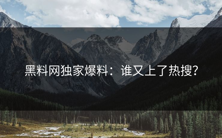 黑料网独家爆料：谁又上了热搜？
