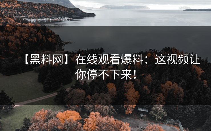 【黑料网】在线观看爆料：这视频让你停不下来！