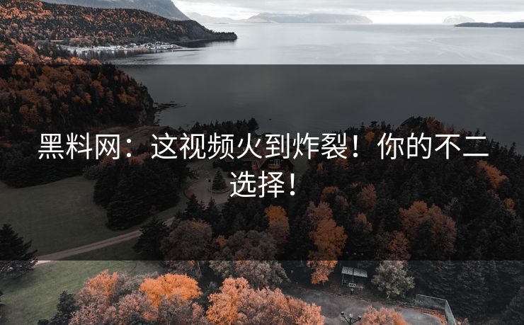 黑料网：这视频火到炸裂！你的不二选择！