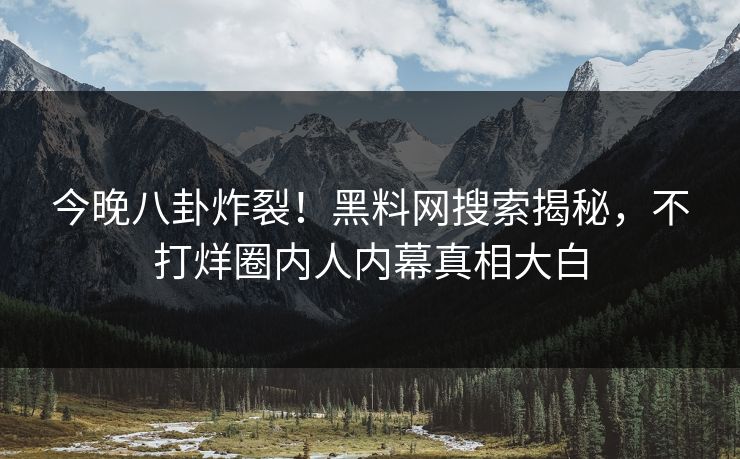 今晚八卦炸裂！黑料网搜索揭秘，不打烊圈内人内幕真相大白