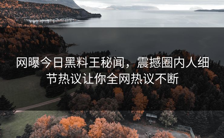 网曝今日黑料王秘闻，震撼圈内人细节热议让你全网热议不断
