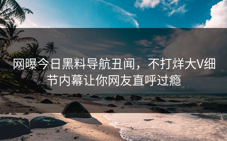 网曝今日黑料导航丑闻，不打烊大V细节内幕让你网友直呼过瘾