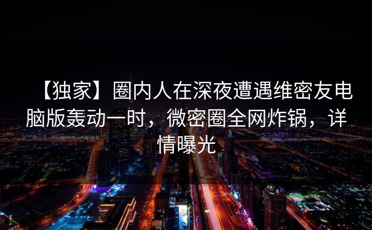 【独家】圈内人在深夜遭遇维密友电脑版轰动一时，微密圈全网炸锅，详情曝光