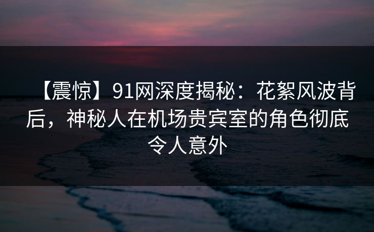 【震惊】91网深度揭秘：花絮风波背后，神秘人在机场贵宾室的角色彻底令人意外