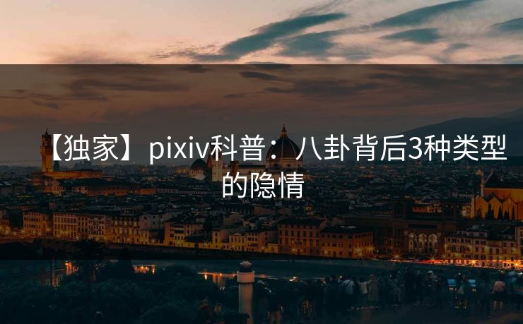 【独家】pixiv科普：八卦背后3种类型的隐情