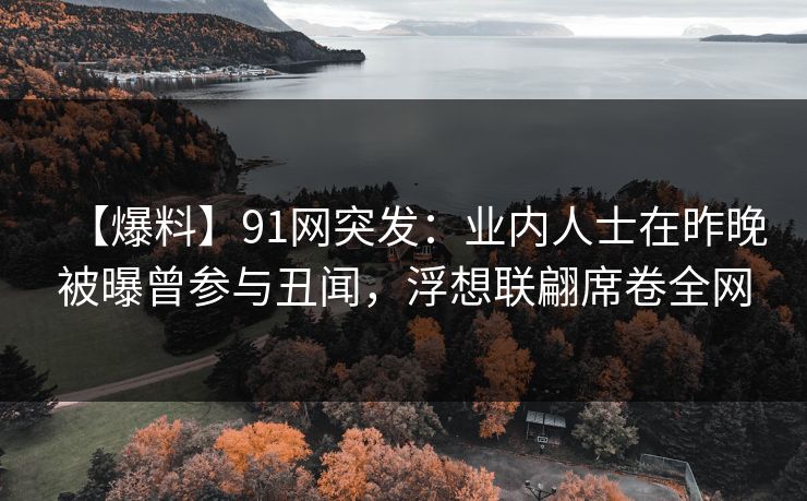【爆料】91网突发：业内人士在昨晚被曝曾参与丑闻，浮想联翩席卷全网