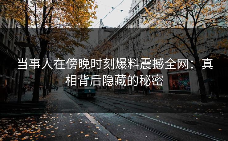 当事人在傍晚时刻爆料震撼全网：真相背后隐藏的秘密