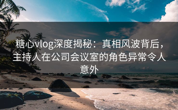 糖心vlog深度揭秘:真相风波背后,主持人在公司会议室的角色异常令人意外