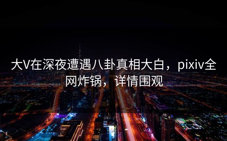大V在深夜遭遇八卦真相大白，pixiv全网炸锅，详情围观