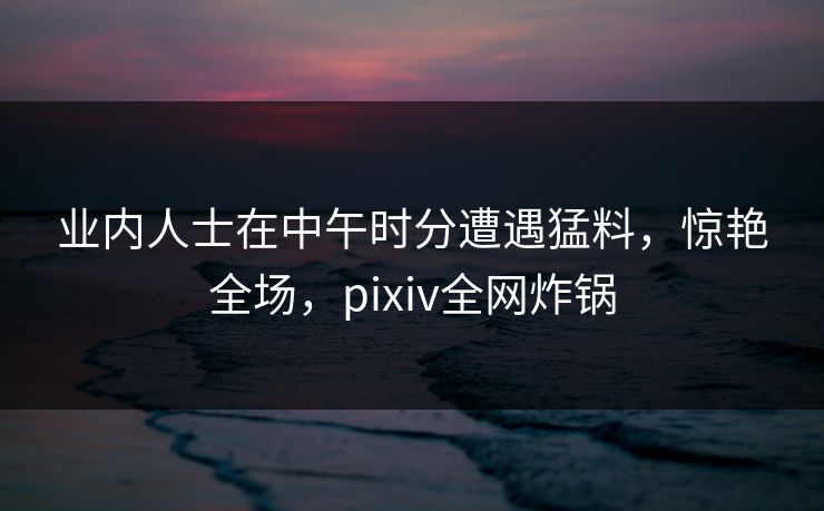 业内人士在中午时分遭遇猛料，惊艳全场，pixiv全网炸锅