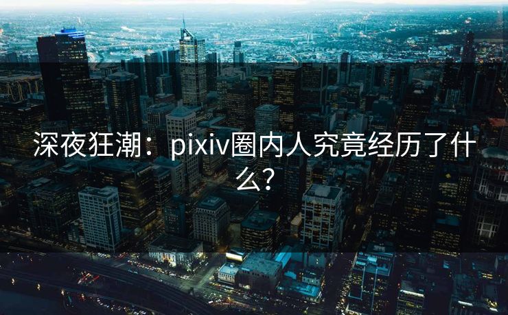深夜狂潮：pixiv圈内人究竟经历了什么？