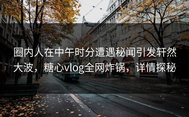 圈内人在中午时分遭遇秘闻引发轩然大波，糖心vlog全网炸锅，详情探秘