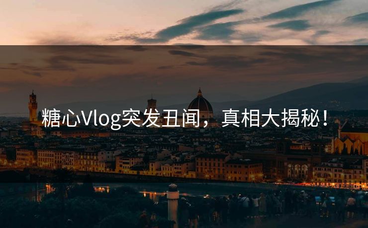 糖心Vlog突发丑闻，真相大揭秘！