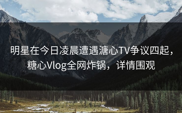 明星在今日凌晨遭遇溏心TV争议四起，糖心Vlog全网炸锅，详情围观
